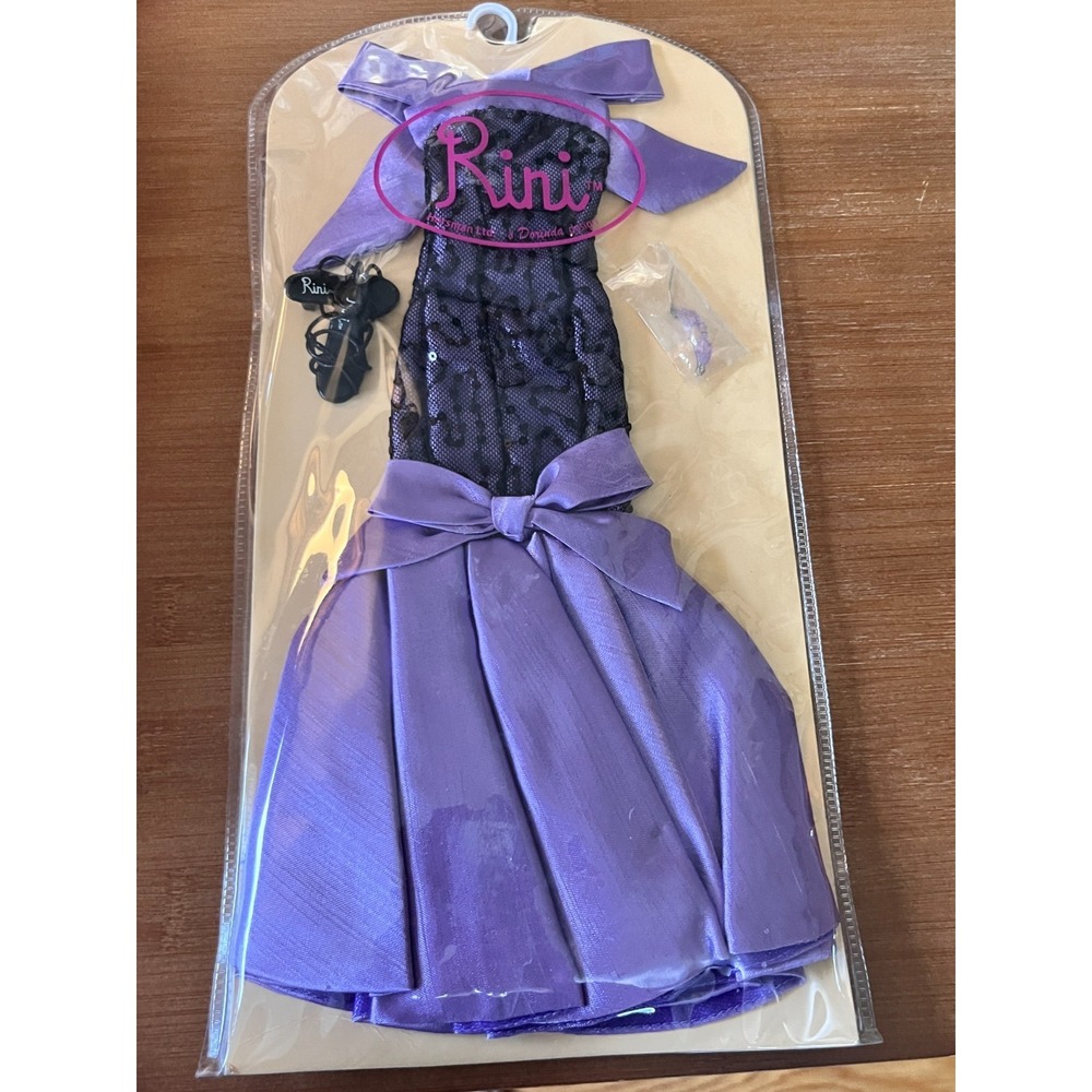 Horsman Rini Purple Black Lace Outfit Dress Earrings Shoes for Doll NEW